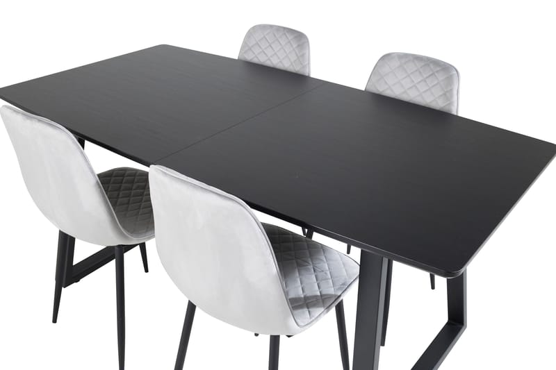 Spisegruppe Venture Home Inca spisegruppe udtrækkelig 160 cm rektangulær med 4 Polar-stole Sort/Grå - Møbler - Borde - Spisebordssæt