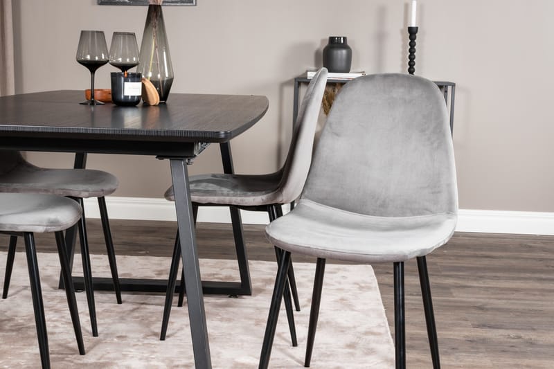 Spisegruppe Venture Home Inca spisegruppe udtrækkelig 160 cm rektangulær med 4 Polar-stole Sort/Lysegrå - Møbler - Borde - Spisebordssæt