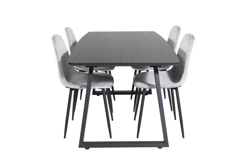 Spisegruppe Venture Home Inca spisegruppe udtrækkelig 160 cm rektangulær med 4 Polar-stole Sort/Grå, undefined