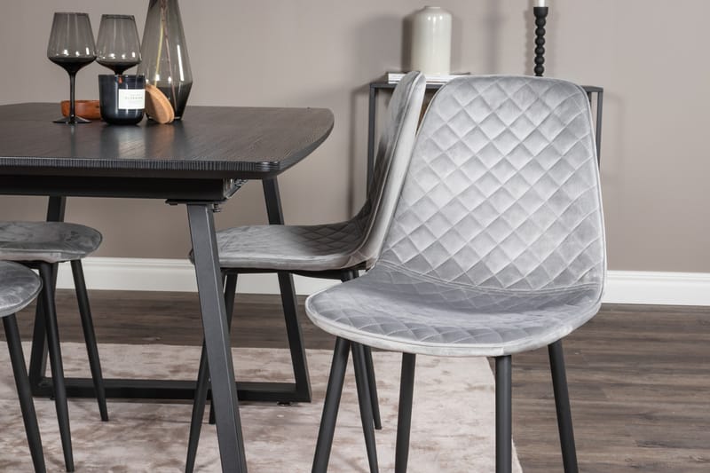 Spisegruppe Venture Home Inca spisegruppe udtrækkelig 160 cm rektangulær med 4 Polar-stole Sort/Grå - Møbler - Borde - Spisebordssæt