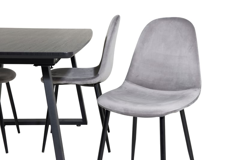 Spisegruppe Venture Home Inca spisegruppe udtrækkelig 160 cm rektangulær med 4 Polar-stole Sort/Lysegrå - Møbler - Borde - Spisebordssæt