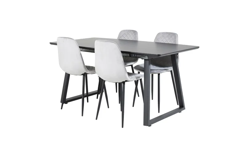 Spisegruppe Venture Home Inca spisegruppe udtrækkelig 160 cm rektangulær med 4 Polar-stole Sort/Grå - Møbler - Borde - Spisebordssæt