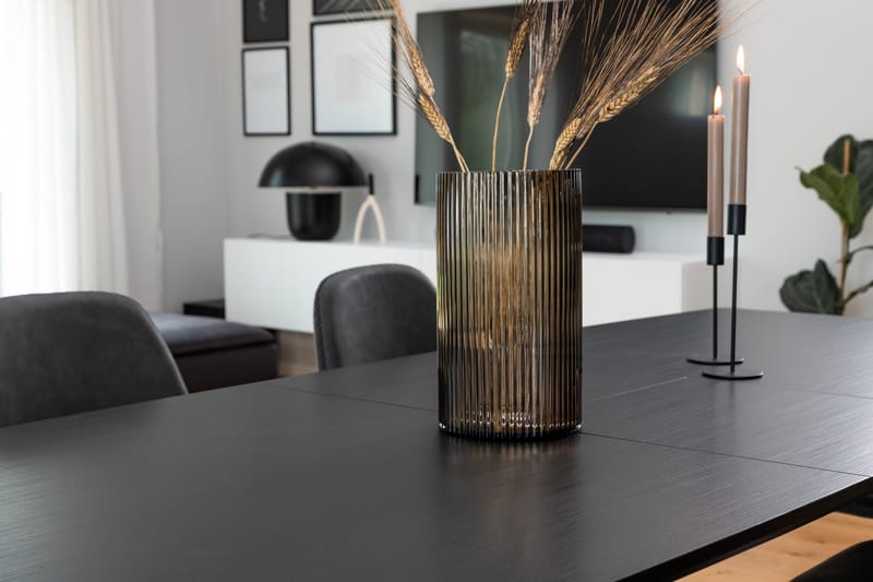 Spisegruppe Venture Home Inca spisegruppe udtrækkelig 160 cm rektangulær med 6 Polar-stole Sort - Møbler - Borde - Spisebordssæt