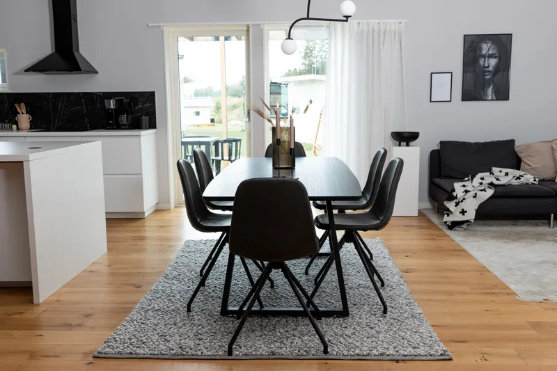 Spisegruppe Venture Home Inca spisegruppe udtrækkelig 160 cm rektangulær med 6 Polar-stole Sort, undefined