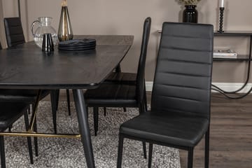 Spisegruppe Venture Home Irunea spisegruppe udtrækkelig 180-220 cm rektangulær med 6 Zovese-stole Sort/GULD - Møbler - Borde - Spisebordssæt