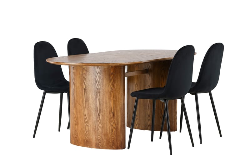 Spisegruppe Venture Home Isolde spisegruppe 180 cm oval med 4 Polar stole Sort/Natur - Møbler - Borde - Spisebordssæt
