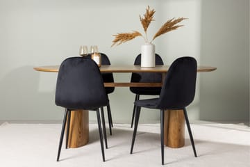 Spisegruppe Venture Home Isolde spisegruppe 180 cm oval med 4 Polar stole Sort/Natur - Møbler - Borde - Spisebordssæt