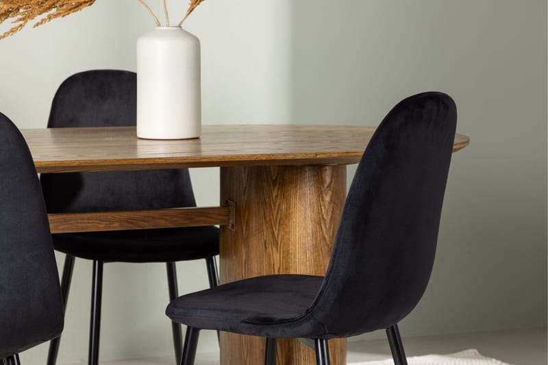 Spisegruppe Venture Home Isolde spisegruppe 180 cm oval med 4 Polar stole Sort/Natur - Møbler - Borde - Spisebordssæt