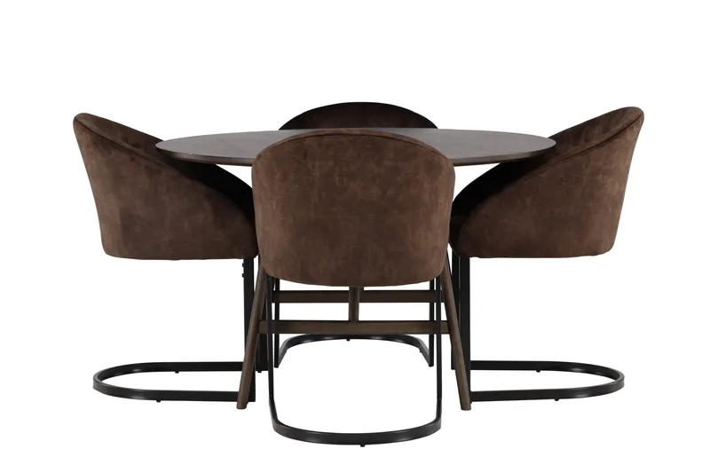 Spisegruppe Venture Home Kaseidon spisegruppe 100 cm rund med 4 Evening-stole Sort/Brun, undefined