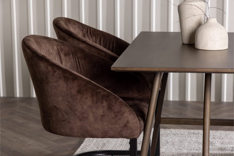 Spisegruppe Venture Home Kaseidon spisegruppe 120 cm rektangulær med 4 Evening-stole Mørkebrun - Møbler - Borde - Spisebordssæt