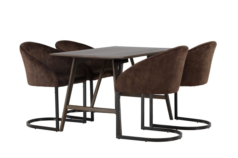 Spisegruppe Venture Home Kaseidon spisegruppe 120 cm rektangulær med 4 Evening-stole Mørkebrun - Møbler - Borde - Spisebordssæt