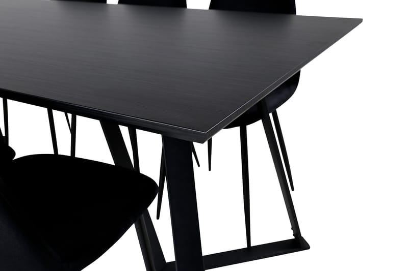 Spisegruppe Venture Home Marina spisegruppe 180 cm rektangulær med 6 Polar-stole Sort - Møbler - Borde - Spisebordssæt