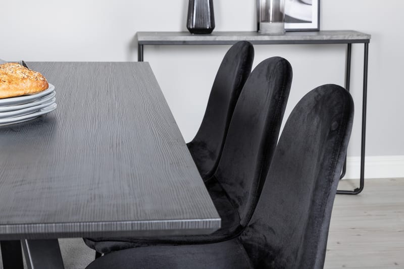 Spisegruppe Venture Home Marina spisegruppe 180 cm rektangulær med 6 Polar-stole Sort - Møbler - Borde - Spisebordssæt
