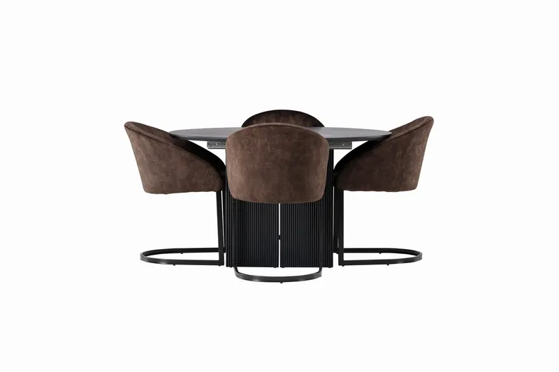 Spisegruppe Venture Home Matilda spisegruppe 130 cm rund med 4 Evening stole Sort/Mørkebrun, undefined