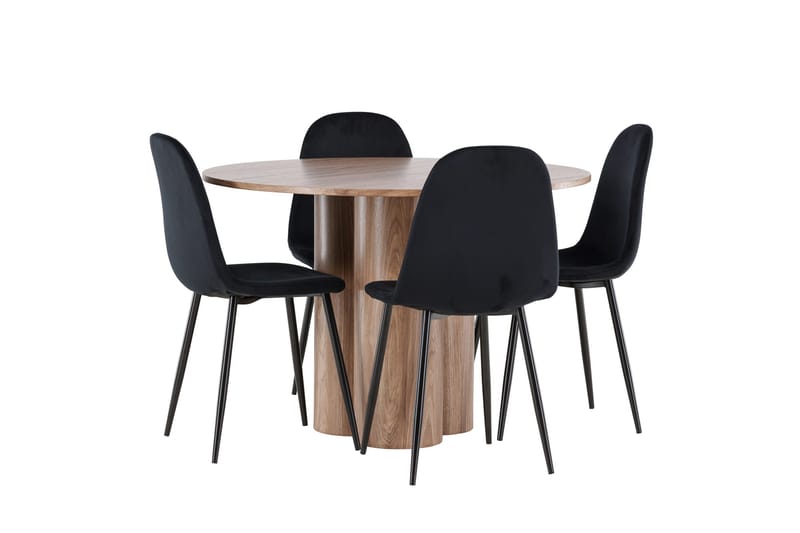 Spisegruppe Venture Home Olivia spisegruppe 110 cm rund med 4 Polar-stole Mokka/Sort/Sort - Møbler - Borde - Spisebordssæt