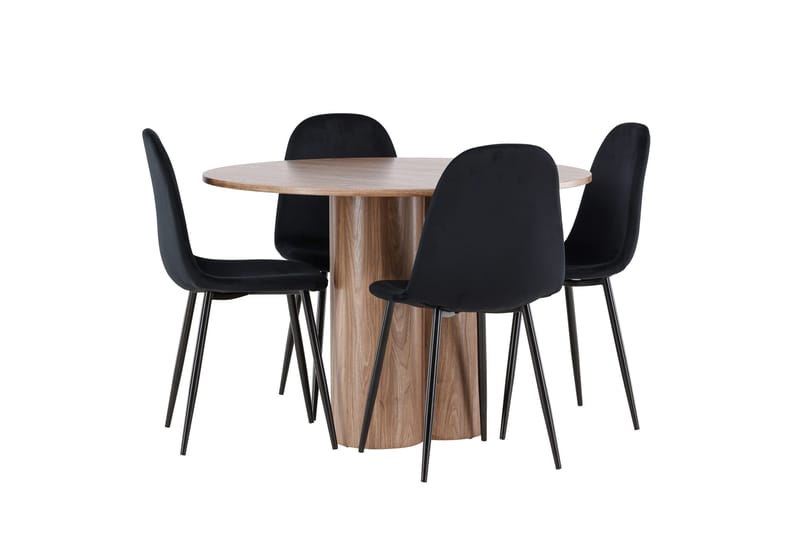 Spisegruppe Venture Home Olivia spisegruppe 110 cm rund med 4 Polar-stole Mokka/Sort/Sort - Møbler - Borde - Spisebordssæt