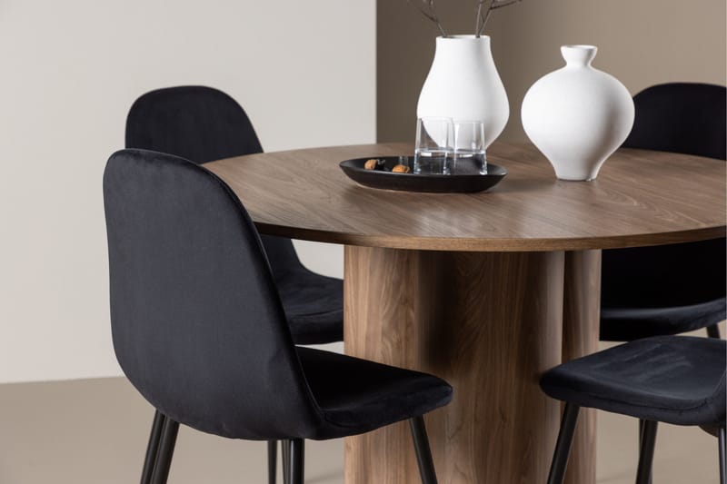 Spisegruppe Venture Home Olivia spisegruppe 110 cm rund med 4 Polar-stole Mokka/Sort/Sort - Møbler - Borde - Spisebordssæt