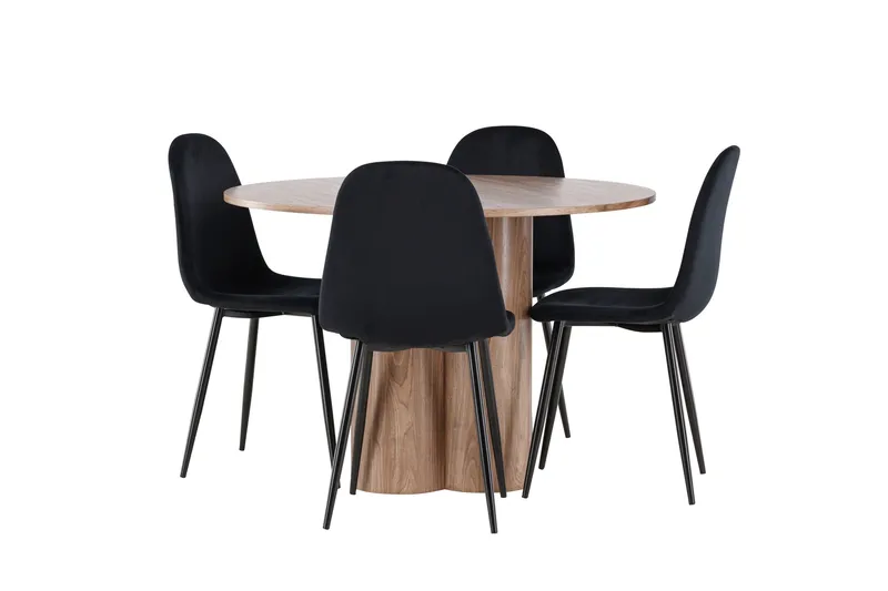 Spisegruppe Venture Home Olivia spisegruppe 110 cm rund med 4 Polar-stole Mokka/Sort/Sort, undefined