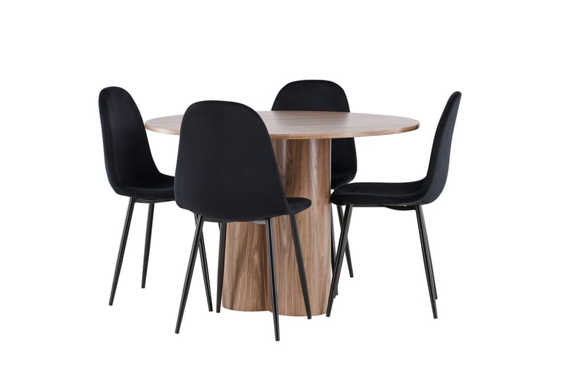 Spisegruppe Venture Home Olivia spisegruppe 110 cm rund med 4 Polar-stole Mokka/Sort/Sort - Møbler - Borde - Spisebordssæt