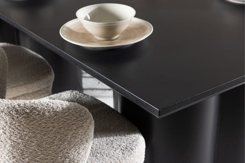 Spisegruppe Venture Home Olivia spisegruppe 210 cm rektangulær med 6 Agnes stole Sort/Hvid/Sort - Møbler - Borde - Spisebordssæt