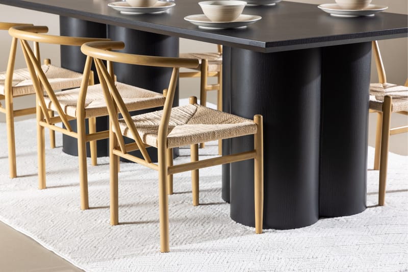 Spisegruppe Venture Home Olivia spisegruppe 210 cm rektangulær med 6 Alfons stole Sort/Beige/Brun - Møbler - Borde - Spisebordssæt