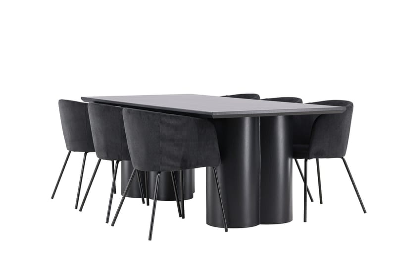 Spisegruppe Venture Home Olivia spisegruppe 210 cm rektangulær med 6 Berit stole Sort/Sort/Sort - Møbler - Borde - Spisebordssæt