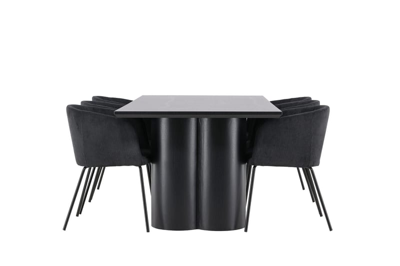 Spisegruppe Venture Home Olivia spisegruppe 210 cm rektangulær med 6 Berit stole Sort/Sort/Sort - Møbler - Borde - Spisebordssæt