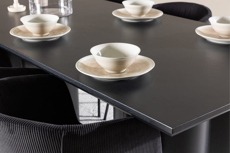 Spisegruppe Venture Home Olivia spisegruppe 210 cm rektangulær med 6 Berit stole Sort/Sort/Sort - Møbler - Borde - Spisebordssæt