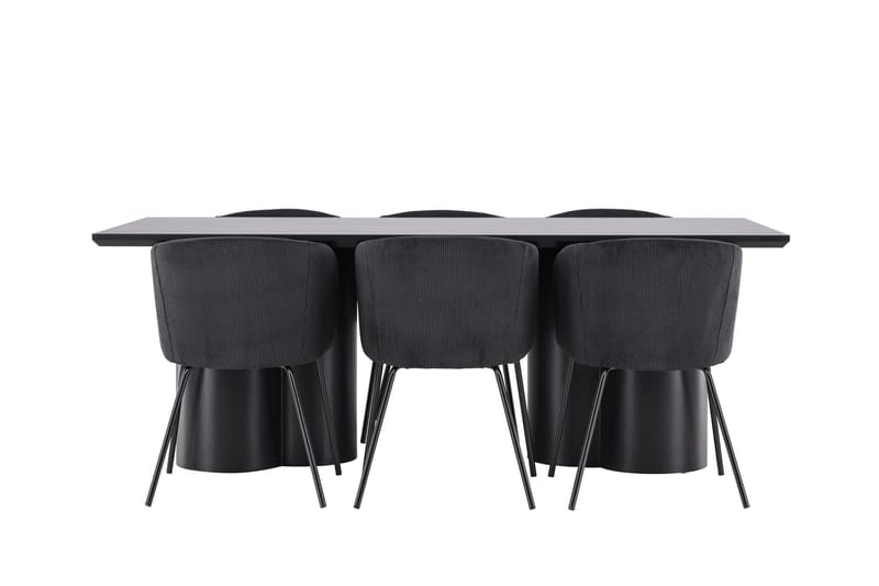 Spisegruppe Venture Home Olivia spisegruppe 210 cm rektangulær med 6 Berit stole Sort/Sort/Sort - Møbler - Borde - Spisebordssæt