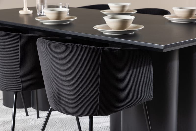 Spisegruppe Venture Home Olivia spisegruppe 210 cm rektangulær med 6 Berit stole Sort/Sort/Sort - Møbler - Borde - Spisebordssæt