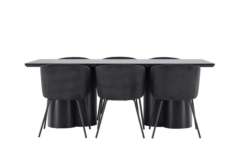 Spisegruppe Venture Home Olivia spisegruppe 210 cm rektangulær med 6 Berit stole Sort/Sort/Sort - Møbler - Borde - Spisebordssæt