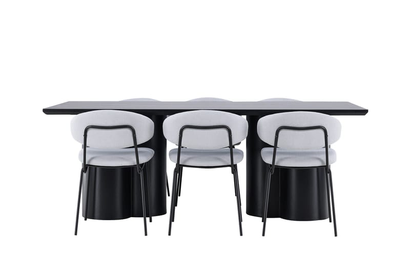 Spisegruppe Venture Home Olivia spisegruppe 210 cm rektangulær med 6 Chico stole Sort/Blå/Sort - Møbler - Borde - Spisebordssæt