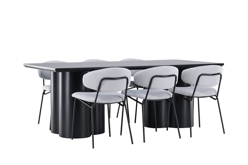 Spisegruppe Venture Home Olivia spisegruppe 210 cm rektangulær med 6 Chico stole Sort/Blå/Sort - Møbler - Borde - Spisebordssæt