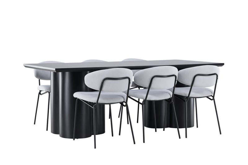 Spisegruppe Venture Home Olivia spisegruppe 210 cm rektangulær med 6 Chico stole Sort/Blå/Sort - Møbler - Borde - Spisebordssæt