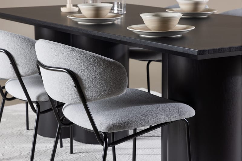 Spisegruppe Venture Home Olivia spisegruppe 210 cm rektangulær med 6 Chico stole Sort/Blå/Sort - Møbler - Borde - Spisebordssæt
