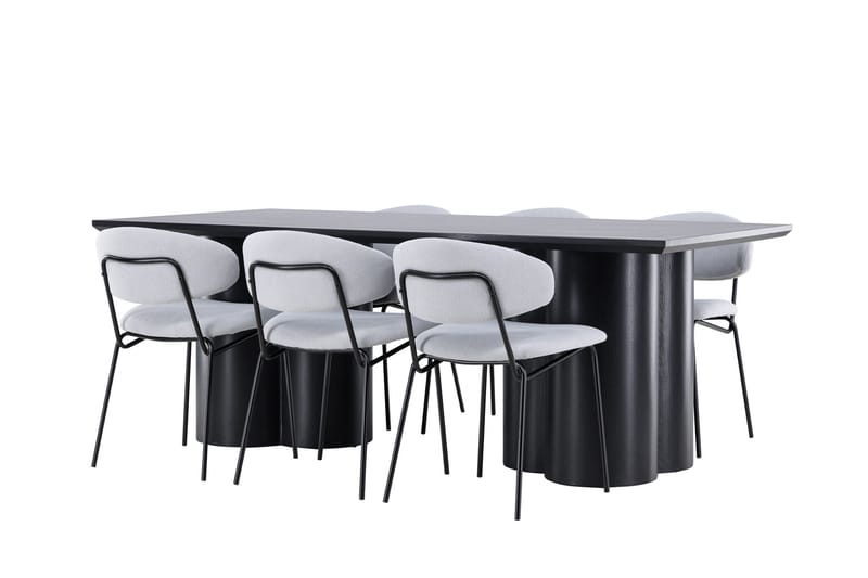 Spisegruppe Venture Home Olivia spisegruppe 210 cm rektangulær med 6 Chico stole Sort/Blå/Sort - Møbler - Borde - Spisebordssæt