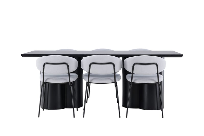 Spisegruppe Venture Home Olivia spisegruppe 210 cm rektangulær med 6 Chico stole Sort/Blå/Sort - Møbler - Borde - Spisebordssæt