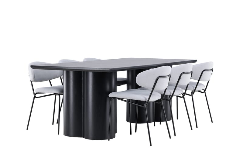 Spisegruppe Venture Home Olivia spisegruppe 210 cm rektangulær med 6 Chico stole Sort/Blå/Sort - Møbler - Borde - Spisebordssæt