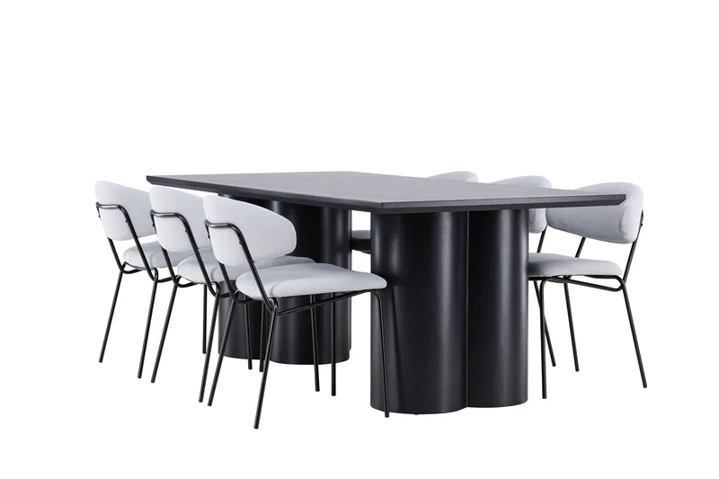 Spisegruppe Venture Home Olivia spisegruppe 210 cm rektangulær med 6 Chico stole Sort/Blå/Sort, undefined