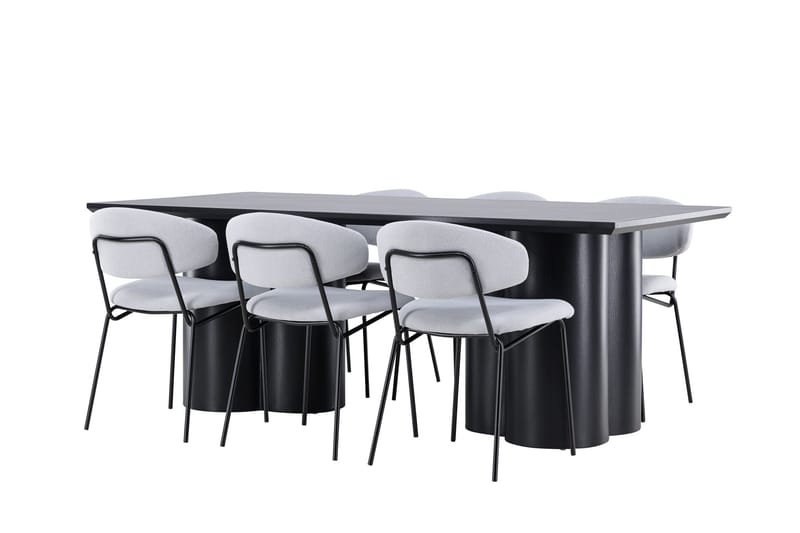 Spisegruppe Venture Home Olivia spisegruppe 210 cm rektangulær med 6 Chico stole Sort/Blå/Sort - Møbler - Borde - Spisebordssæt