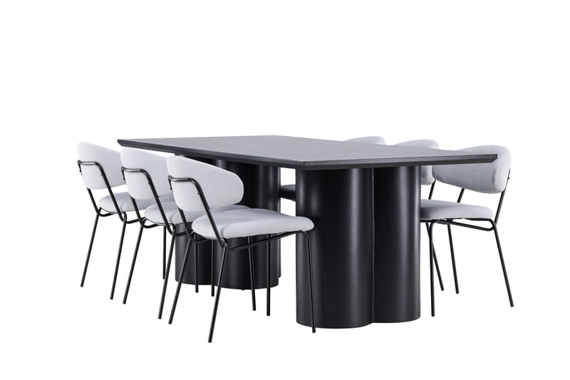 Spisegruppe Venture Home Olivia spisegruppe 210 cm rektangulær med 6 Chico stole Sort/Blå/Sort - Møbler - Borde - Spisebordssæt