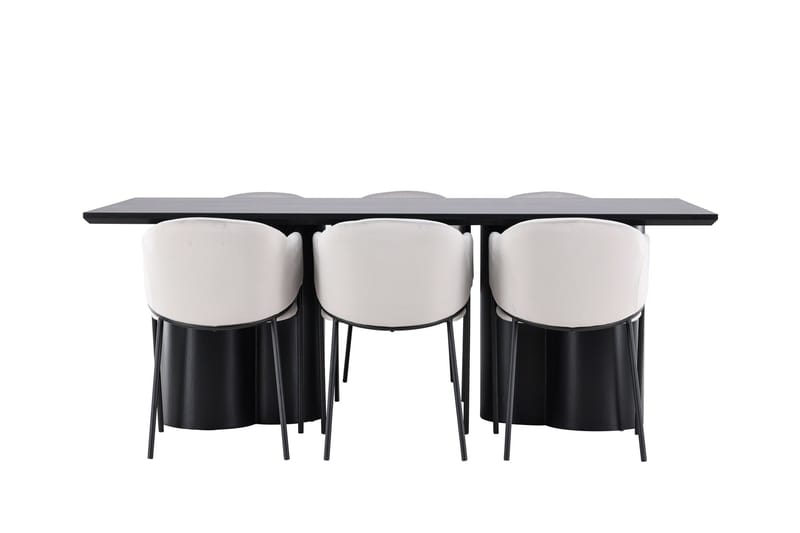 Spisegruppe Venture Home Olivia spisegruppe 210 cm rektangulær med 6 Evelina-stole Sort/Grå/Sort - Møbler - Borde - Spisebordssæt