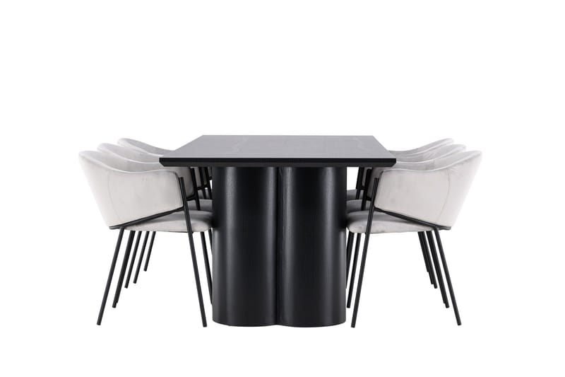 Spisegruppe Venture Home Olivia spisegruppe 210 cm rektangulær med 6 Evelina-stole Sort/Grå/Sort - Møbler - Borde - Spisebordssæt