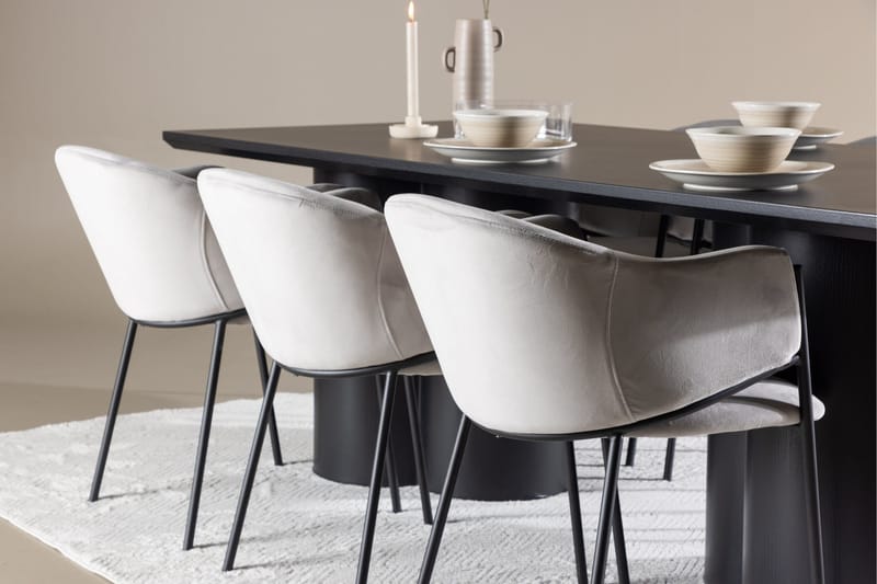 Spisegruppe Venture Home Olivia spisegruppe 210 cm rektangulær med 6 Evelina-stole Sort/Grå/Sort - Møbler - Borde - Spisebordssæt