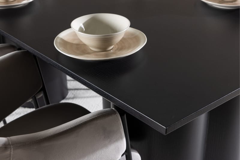 Spisegruppe Venture Home Olivia spisegruppe 210 cm rektangulær med 6 Evelina-stole Sort/Grå/Sort - Møbler - Borde - Spisebordssæt