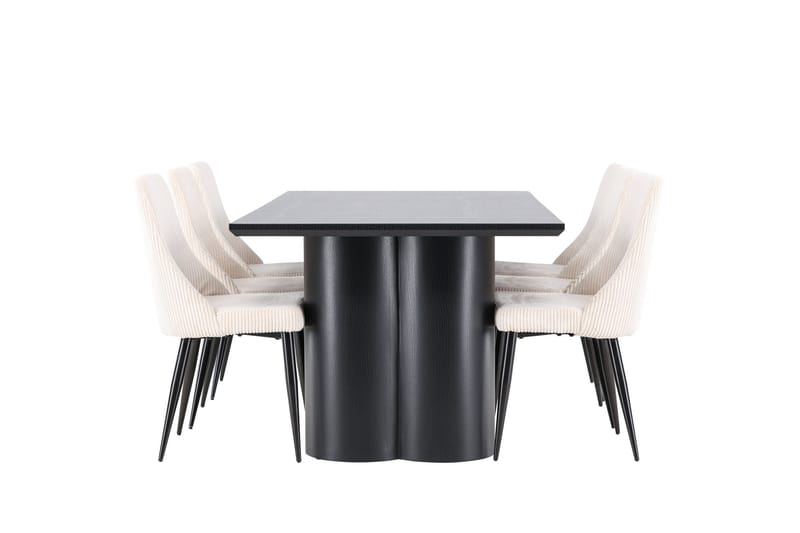 Spisegruppe Venture Home Olivia spisegruppe 210 cm rektangulær med 6 Leone stole Sort/Beige/Sort - Møbler - Borde - Spisebordssæt
