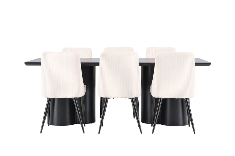 Spisegruppe Venture Home Olivia spisegruppe 210 cm rektangulær med 6 Leone stole Sort/Beige/Sort - Møbler - Borde - Spisebordssæt