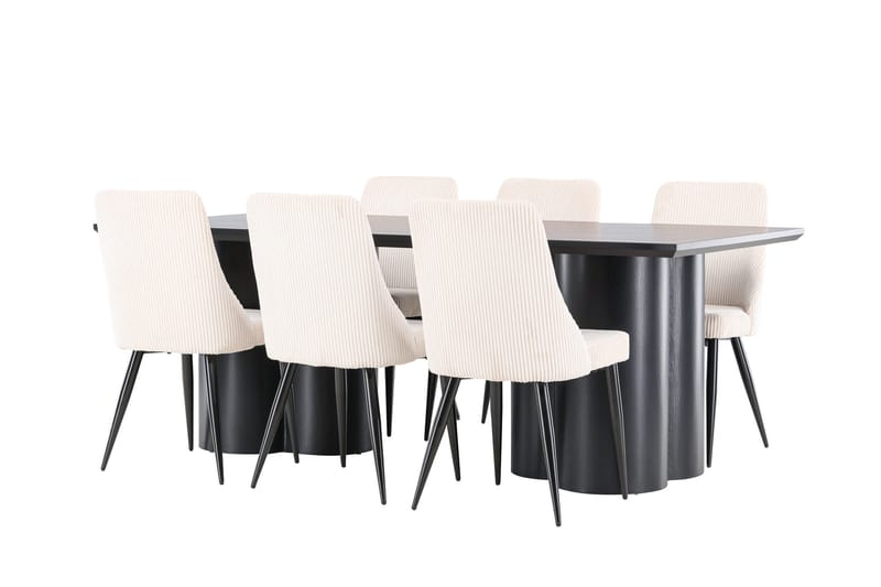 Spisegruppe Venture Home Olivia spisegruppe 210 cm rektangulær med 6 Leone stole Sort/Beige/Sort - Møbler - Borde - Spisebordssæt