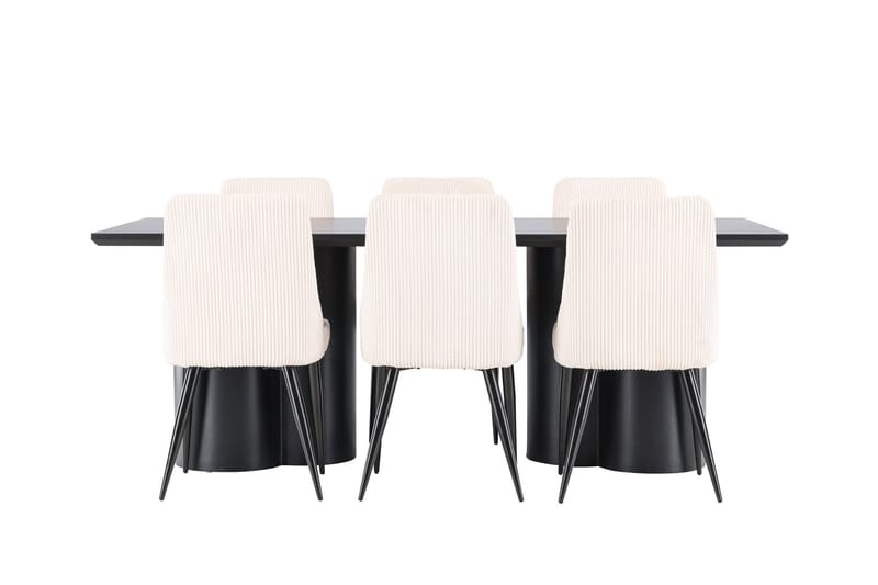 Spisegruppe Venture Home Olivia spisegruppe 210 cm rektangulær med 6 Leone stole Sort/Beige/Sort - Møbler - Borde - Spisebordssæt