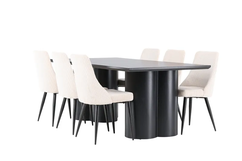 Spisegruppe Venture Home Olivia spisegruppe 210 cm rektangulær med 6 Leone stole Sort/Beige/Sort, undefined
